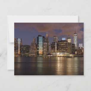 New York Skyline på natten Vykort