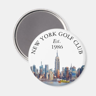 New York Skyline Personlig Golfklubb Namn Magnet