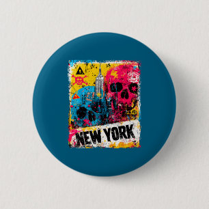 New york skyline punk grunge vintage retro graffit knapp