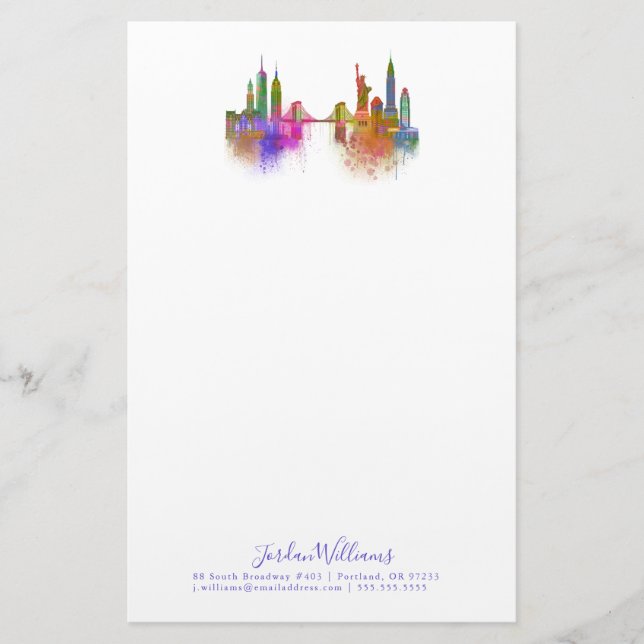 New York Skyline - Rainbow Brevpapper (Framsida)