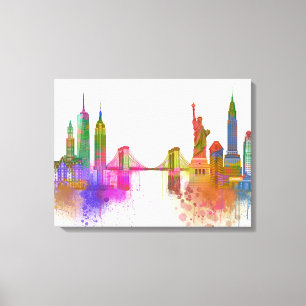New York Skyline - Rainbow Canvastryck