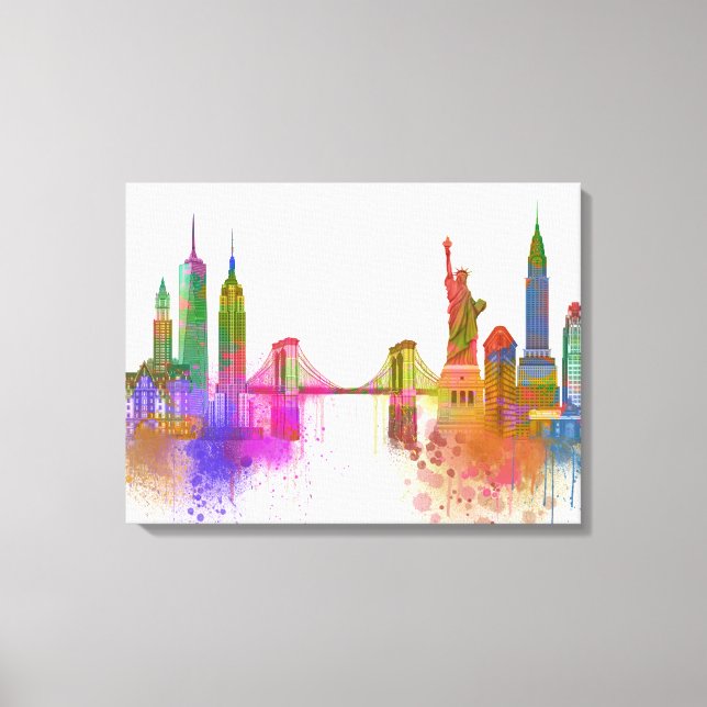 New York Skyline - Rainbow Canvastryck (Framsida)