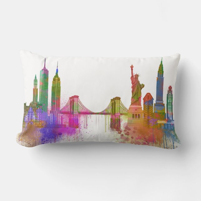 New York Skyline - Rainbow Lumbarkudde (Framsida)