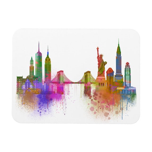 New York Skyline - Rainbow Magnet (Horisontell)