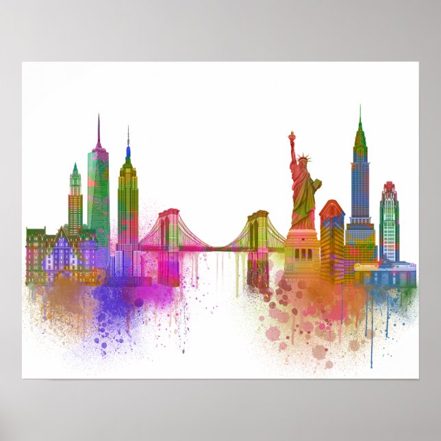 New York Skyline - Rainbow Poster (Framsidan)
