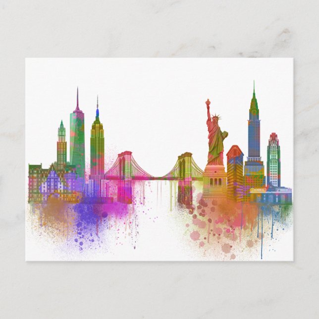 New York Skyline - Rainbow Vykort (Framsida)
