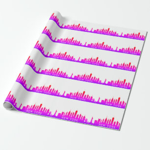 New York Skyline Rosa Big Apple Modern City Presentpapper