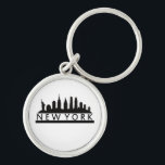 New York Skyline Rund Silverfärgad Nyckelring<br><div class="desc">New York Skyline</div>