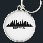 New York Skyline Rund Silverfärgad Nyckelring<br><div class="desc">New York Skyline</div>