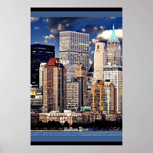 New York Skyline, Sailboat på Hudson River Poster (Framsidan)