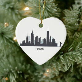 New York Skyline Silhouette Black Elegant American Julgransprydnad Keramik
