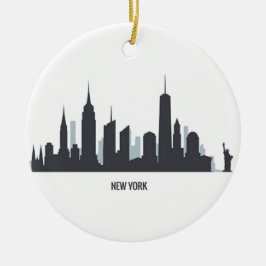 New York Skyline Silhouette Black Elegant American Julgransprydnad Keramik