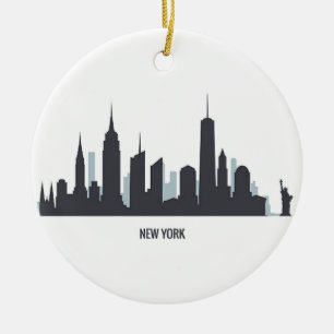 New York Skyline Silhouette Black Elegant American Julgransprydnad Keramik