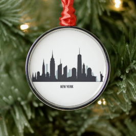 New York Skyline Silhouette Black Elegant American Julgransprydnad Metall