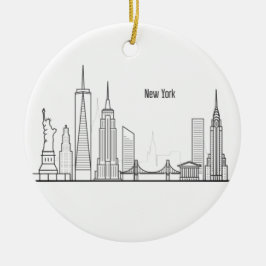 New York Skyline Silhouette Black Elegant C Julgransprydnad Keramik