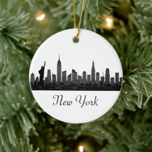 New York Skyline Silhouette Black Elegant C Julgransprydnad Keramik