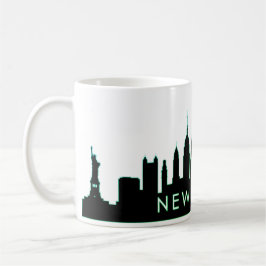 New York Skyline Silhouette Black Elegant Script Kaffemugg