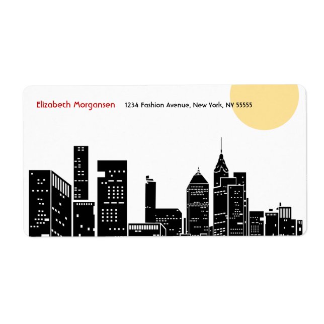 New York Skyline Silhouette-etikett Fraktsedel (Framsidan)