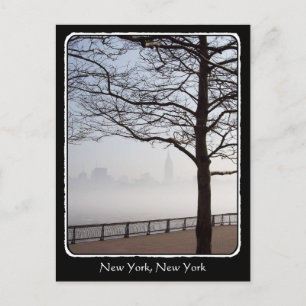 New York Skyline Silhouette Träd Grenar gräns Vykort