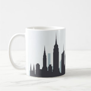 New York Skyline Silhuett Svart Elegant Skrift Kaffemugg