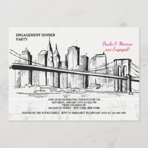 New York Skyline Sketchy-inbjudan Inbjudningar