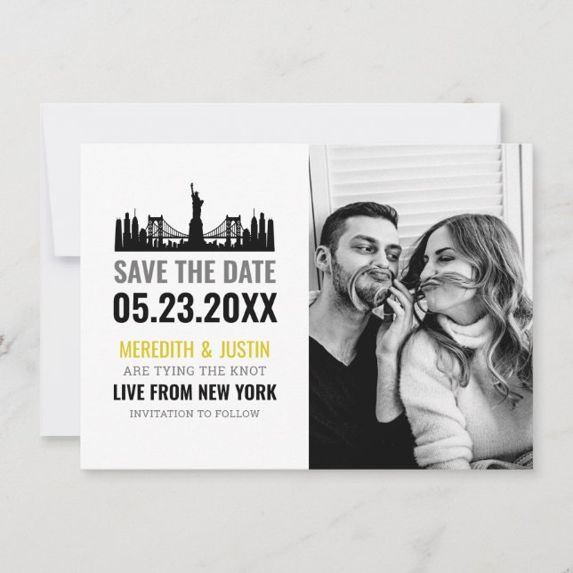 New York Skyline Spara datumet Inbjudningar (Framsida)