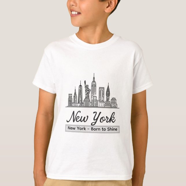 New York Skyline T-Shirt - Frihetsgudinnan Tee (Framsida)