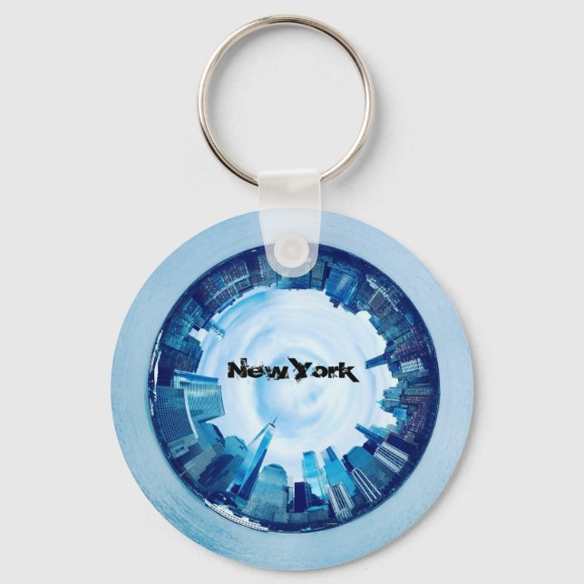 New York Skyline Tiny Planet Keychain - Anpassning Nyckelring (Framsida)
