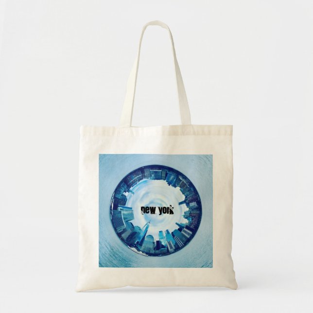 New York Skyline Tote - Anpassningsbar Round City  Tygkasse (Framsidan)