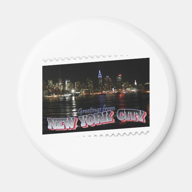 New York Skyline vid Night Empire state Magnet (Framsidan)