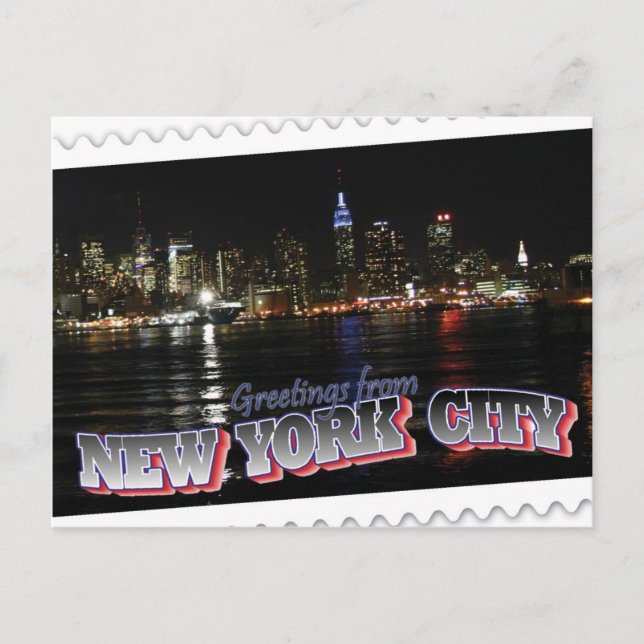 New York Skyline vid Night Empire state Vykort (Framsida)