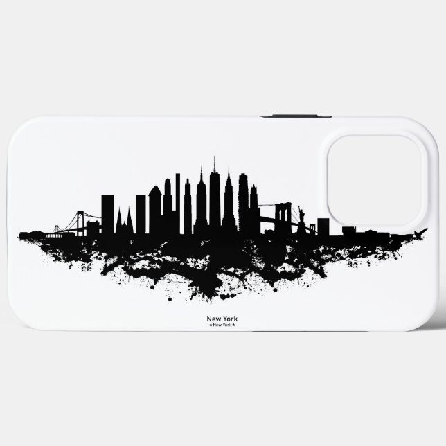 New York Skyline Watercolor Black and White (Baksida (horisontell))