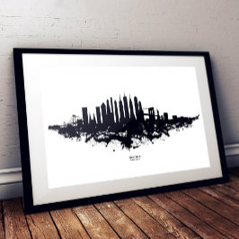 New York Skyline Watercolor Black and White Fototryck