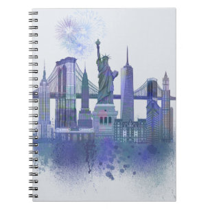 New York Skyline - Watercolor Blue Anteckningsbok