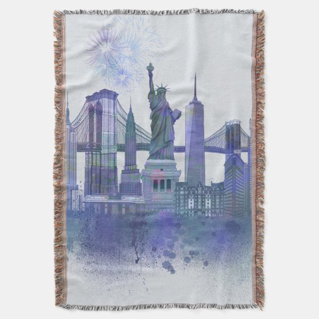 New York Skyline - Watercolor Blue Filt (Framsidan Vertikal)