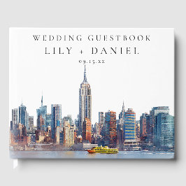 New York Skyline Watercolor Bröllop Gästböcker