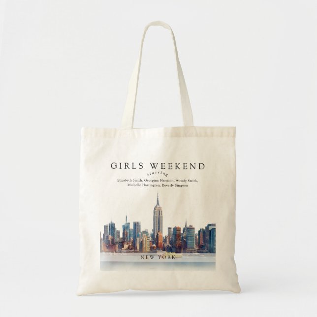New York Skyline Watercolor Flickor Helg Tygkasse (Framsidan)