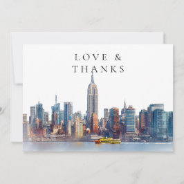 New York Skyline Watercolor Wedding Photo Tack Kort