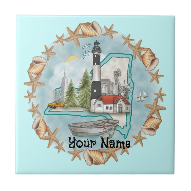 New York Snäckas Lighthouse Tile Kakelplatta (Framsidan)