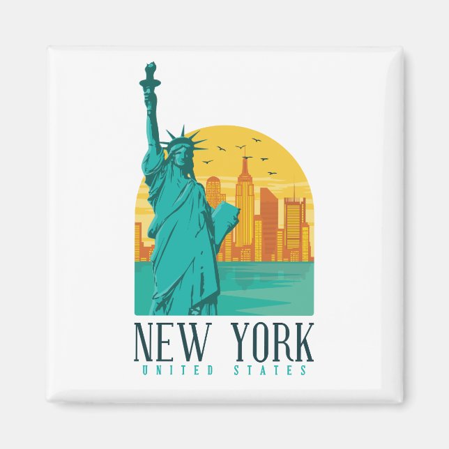 New York Snyggt Skyline Magnet (Framsidan)