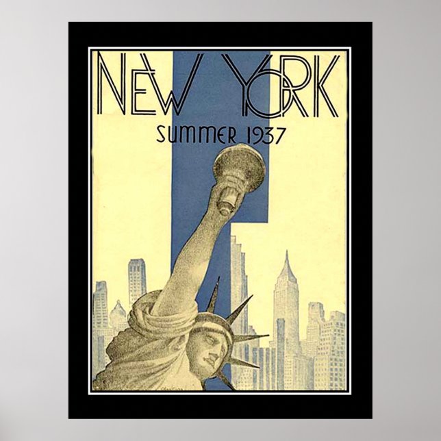 New York sommaren 1937 Art Deco Poster (Framsidan)