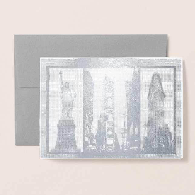 New York Souvenir Vykort Custom Silver (Framsida med kuvert)