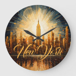 New York-stad, illustration, färgfull modern Stor Klocka