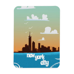 New York stad vintage resemålning affisch Magnet