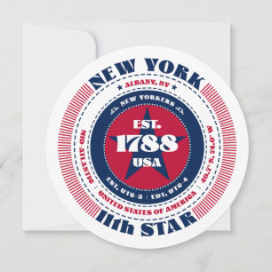 New York State Fakta Cirkulär Typsnitt Platt Kort