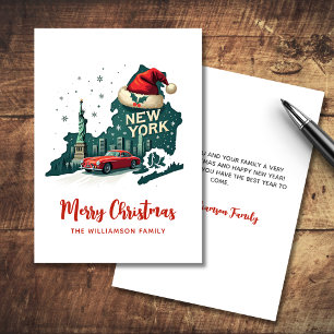 New York State God jul Retro Personlig Kort