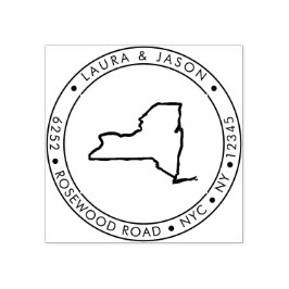 New York State Karta Returadress Wood Art Frimärke Stämpel