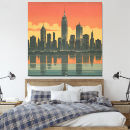 New York State of Mind - Retro Skyline Canvas