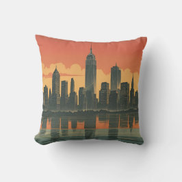 New York State of Mind - Retro Skyline Throw Pillo Kudde