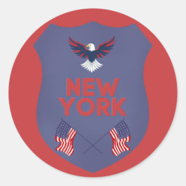 New York State Pride Patriotiskt Sköld Vinyl Runt Klistermärke